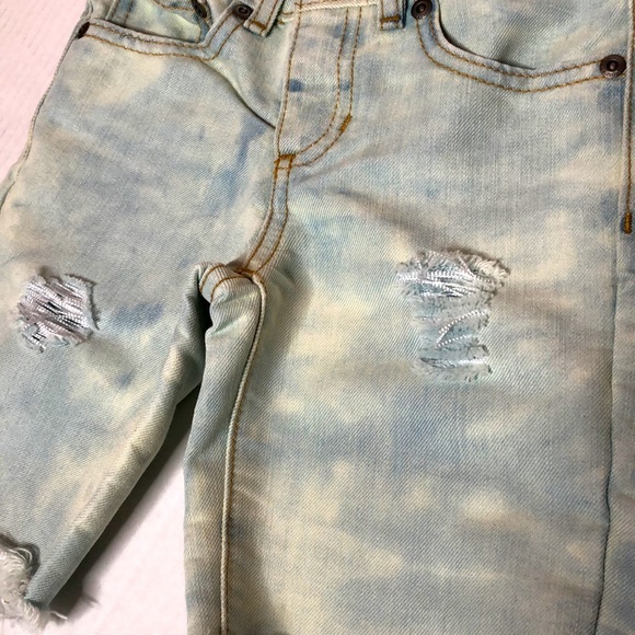 Handcrafted Bleached/Distressed Jean Shorts - Picture 3 of 4